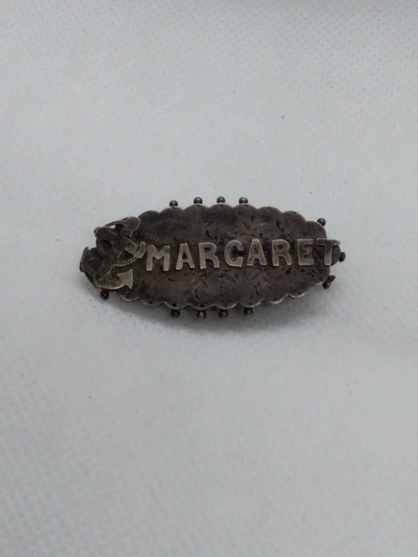 lot 649 Antique sterling silver Victorian sweetheart brooch – Margaret - Image 2