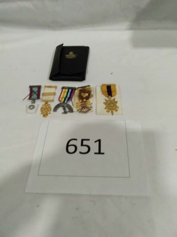 lot 651 collection of 5 vintage Masonic medals