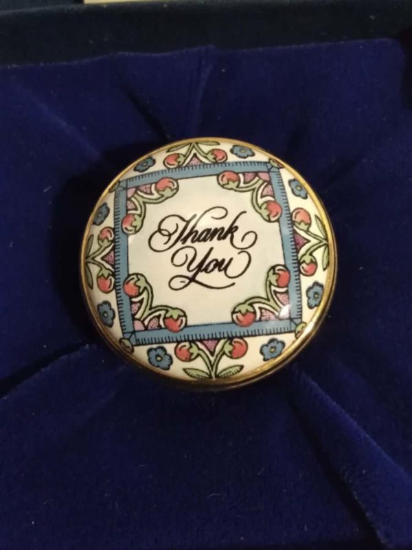 lot 677 collectable Halcyon Enamel Thank you pill Box - Image 2