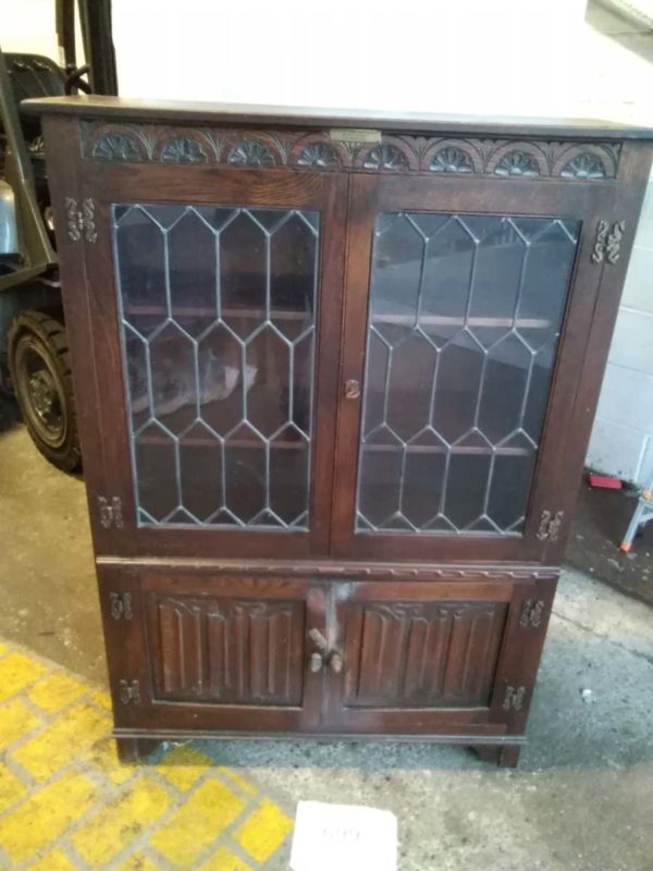 lot 699 linen fold design display cabinet