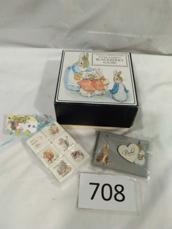 lot 708 Beatric Potter game, wooden building blocks & door plaque - Image 3