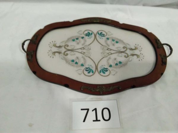 lot 710 vintage decorative embrodered tray