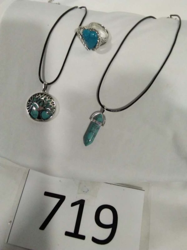 lot 719 turquoise pendants & ring - Image 2