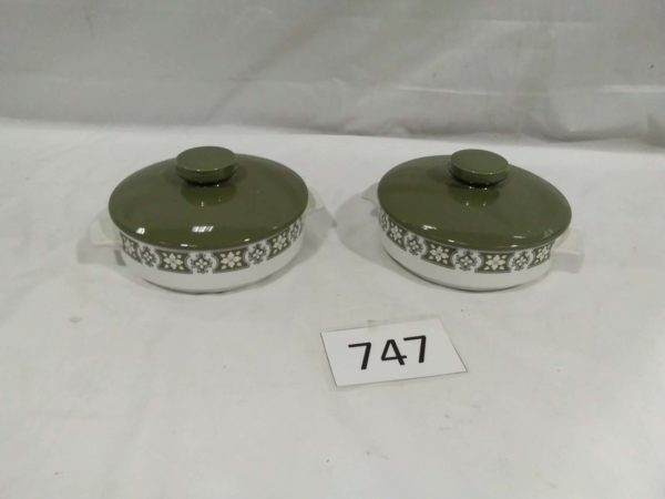 lot 747 pair of Midwinter casserole dishes