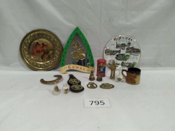 lot 795 Welsh items, brass, pottery, mirror - Image 2