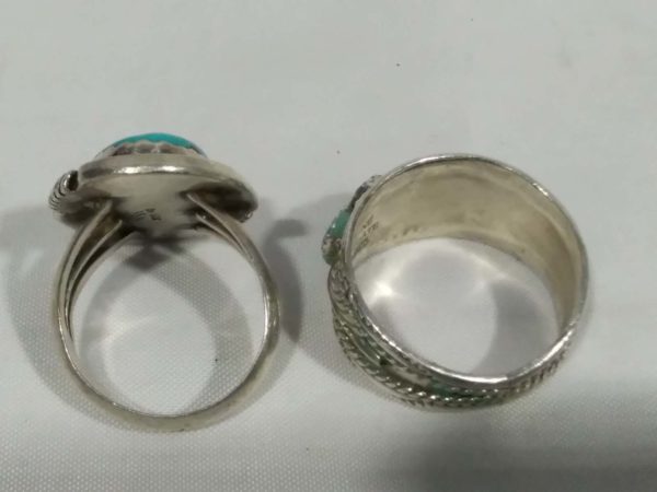 lot 846 2x vintage Native American silver & turquoise rings - Image 5