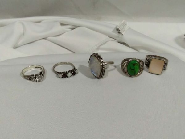 lot 851 5x sterling silver stone set rings