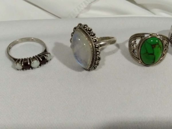 lot 851 5x sterling silver stone set rings - Image 4