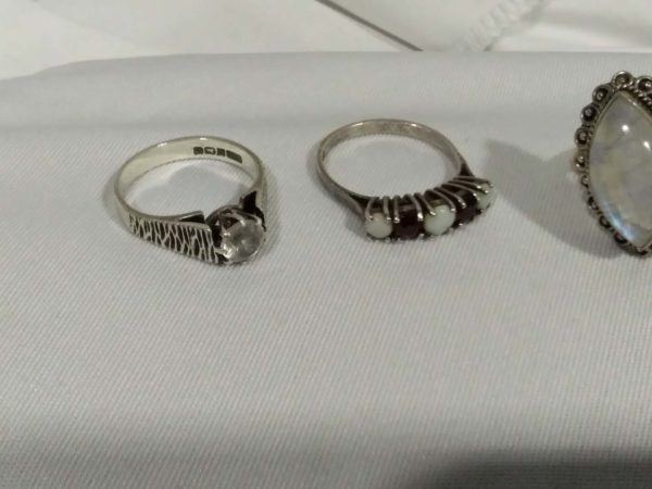 lot 851 5x sterling silver stone set rings - Image 3