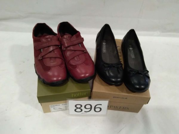 lot 896 2 pairs of Hotter & Pavers shoes size 6 1/2  & 7  (unused )