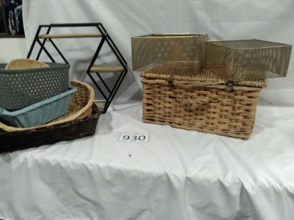 lot 930 picnic basket, baskets & modern shelves