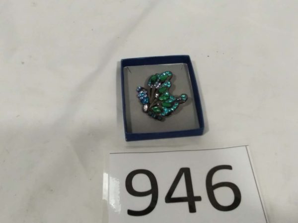 lot 946 Turquoise Blue & Green  Butterfly Brooch - Image 2