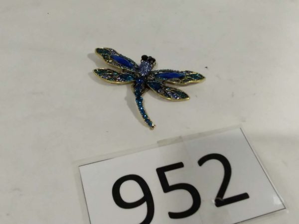 lot 952 large turquoise dragonfly brooch/pendant 4″ x 3″ - Image 2