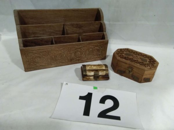 lot 012 letter rack & trinket boxes