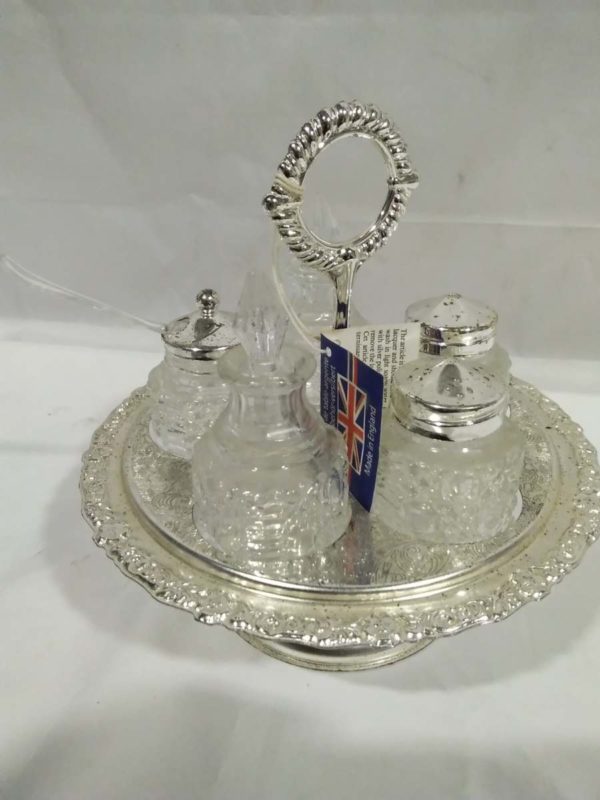 lot 013 Queen Ann silver plated condiment set - Image 2