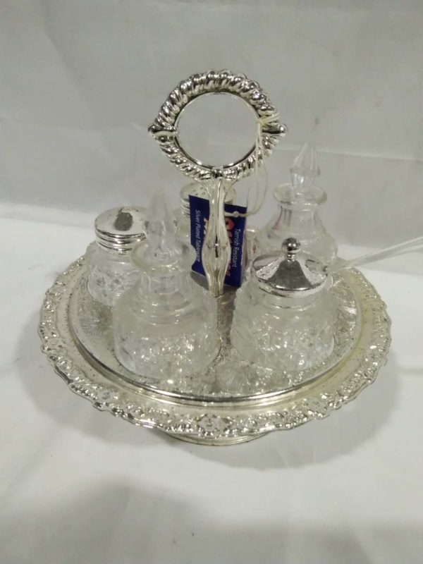 lot 013 Queen Ann silver plated condiment set - Image 4