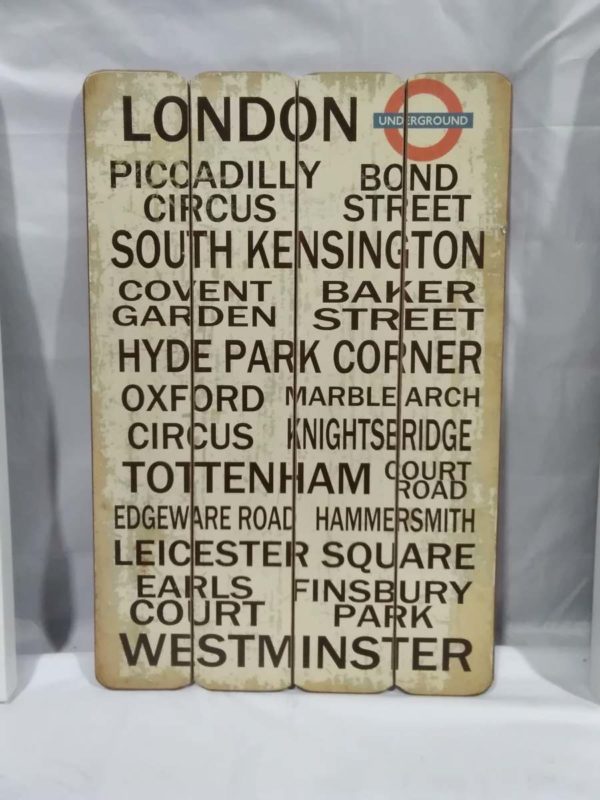 lot 020 London underground wooden wall sign & 2x framed signed prints - Image 4