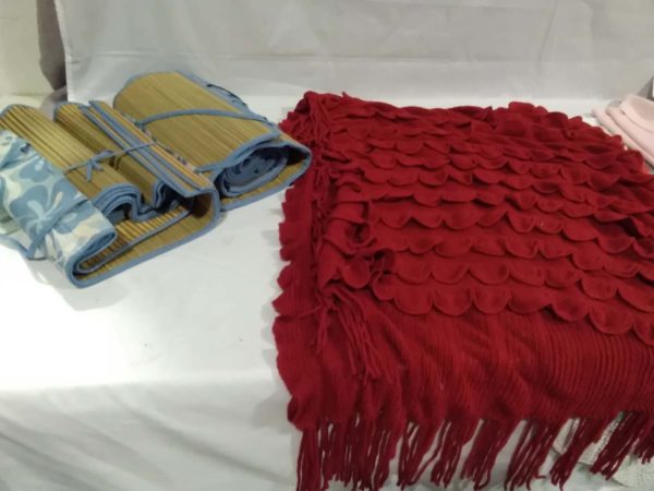 lot 025 polo shirt, Laura Ashley material, vintage baby dresses, crochet cloth, beach mats, etc. - Image 3