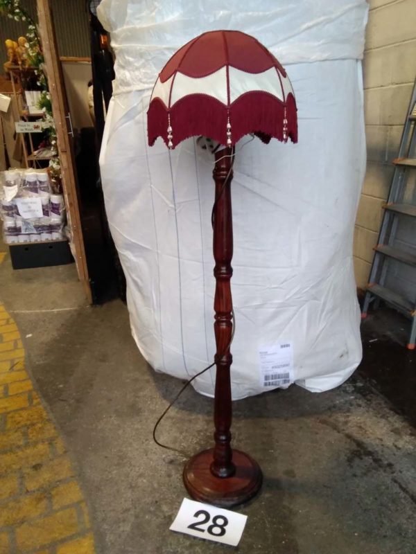 lot 028 wooden standard lamp with shade