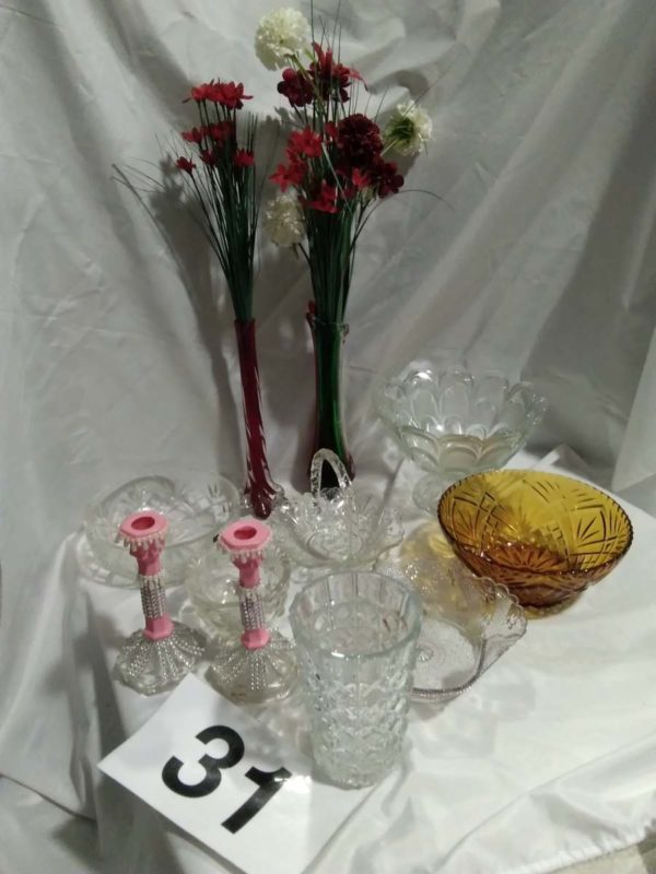 lot 031 assorted vintage glass items