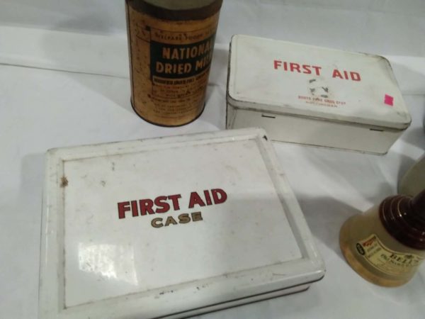 lot 056 first aid tins with original contents, WW2 welfare food tin & stone ware - Image 4