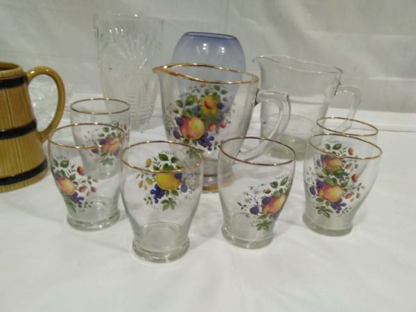 lot 059 retro lemonade jug & glasses plus other glass ware - Image 7