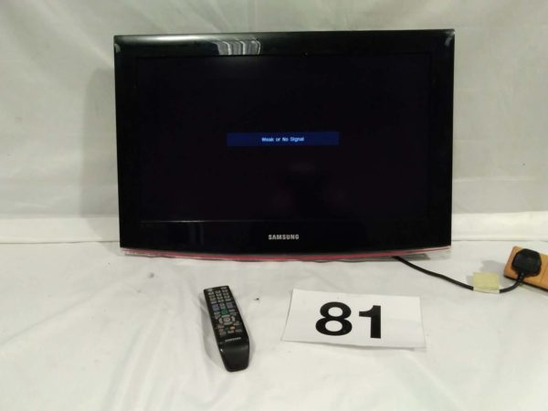 lot 081 26″ Samsung tv with wall mount bracket & remote