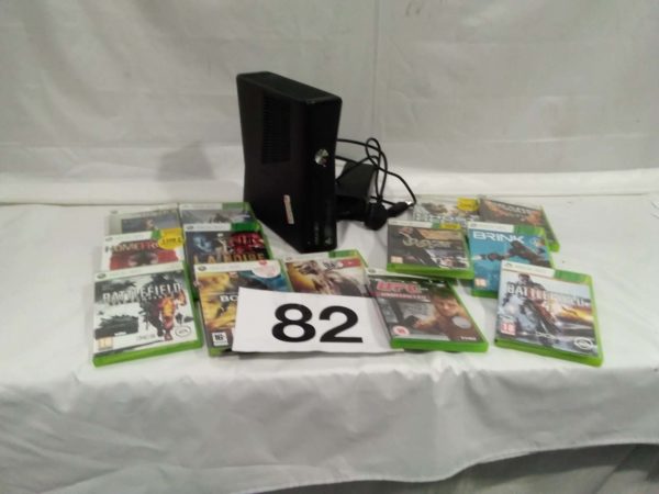 lot 082 Xbox 360, power lead & games - Image 2