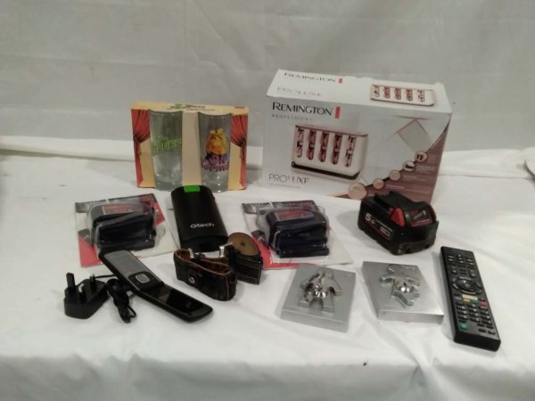 lot 084 mixed items wheel alarms, muppets glasses etc