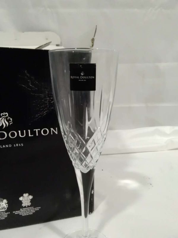 lot 103 boxed Royal Doulton crystal Champagne flutes x6 - Image 5