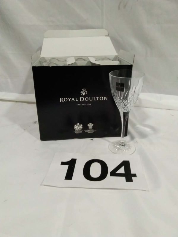 lot 104 boxed Royal Doulton crystal wine glasses x6 - Image 2