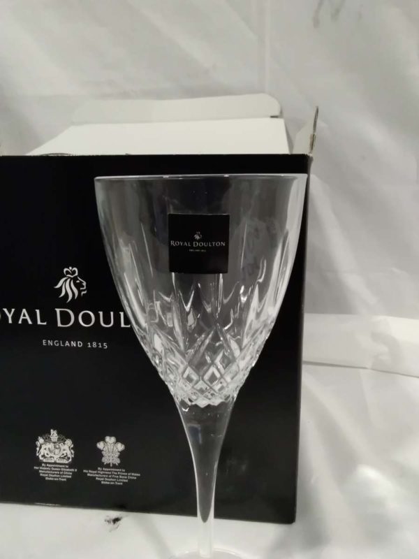 lot 104 boxed Royal Doulton crystal wine glasses x6 - Image 5