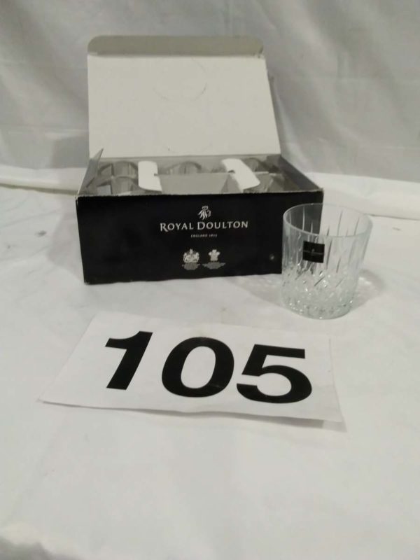 lot 105 boxed Royal Doulton crystal Whiskey tumblers x6 - Image 2