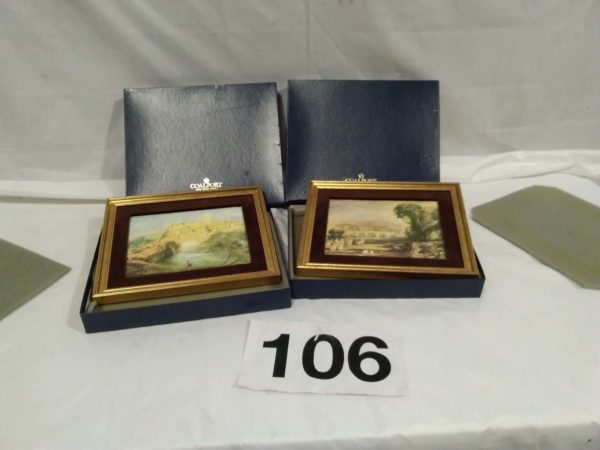 lot 106 2x boxed Coalport framed Ceramic plaques ( views of England & Wales - Image 2