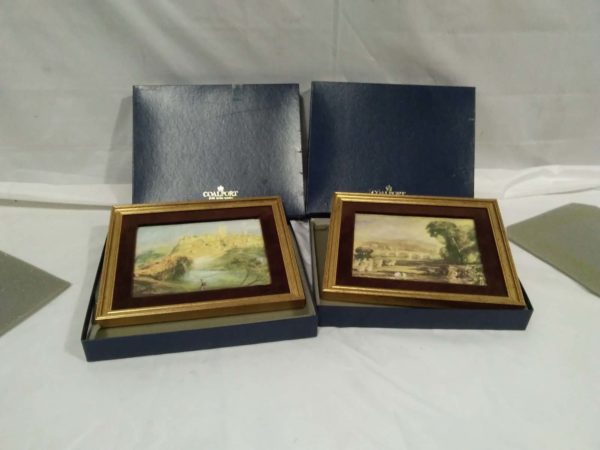 lot 106 2x boxed Coalport framed Ceramic plaques ( views of England & Wales