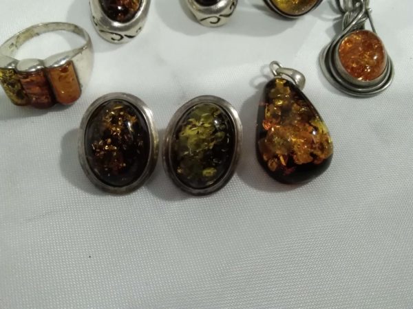 lot 127 collection of vintage sterling silver & amber jewellery - Image 7