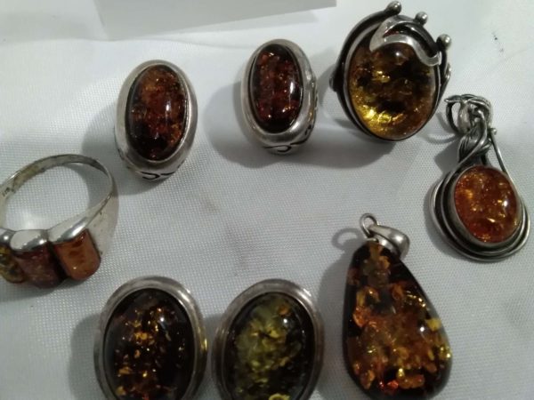 lot 127 collection of vintage sterling silver & amber jewellery - Image 6