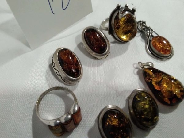 lot 127 collection of vintage sterling silver & amber jewellery - Image 5