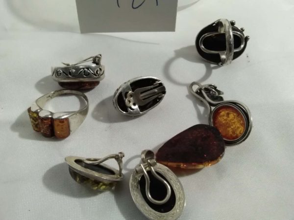 lot 127 collection of vintage sterling silver & amber jewellery - Image 3