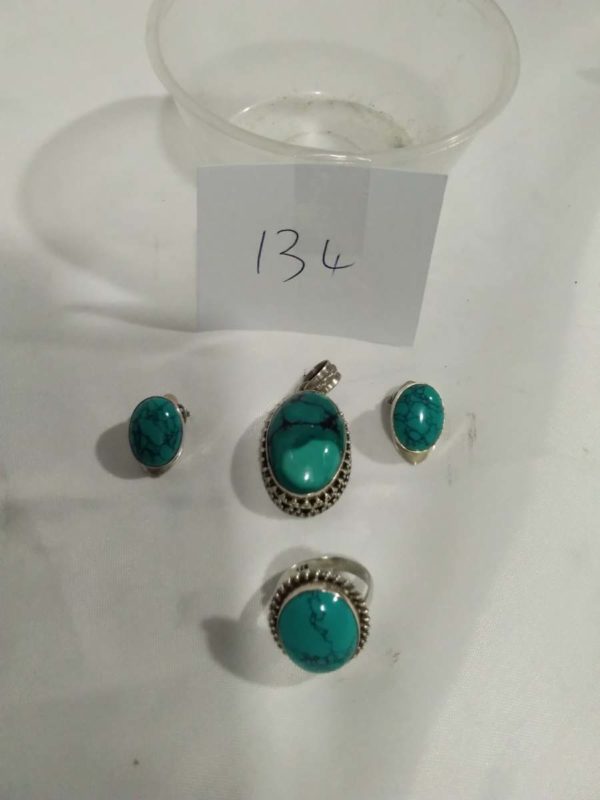 lot 134 vintage sterling silver & Turquoise jewellery set - Image 2