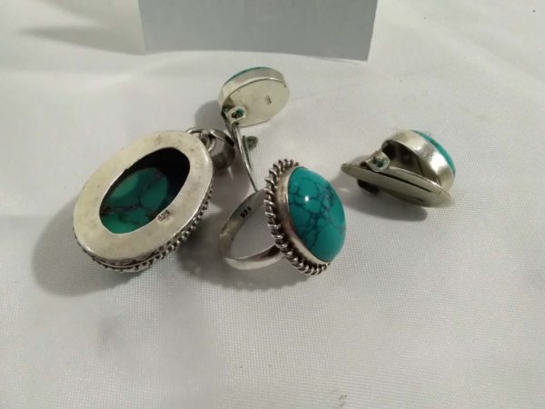 lot 134 vintage sterling silver & Turquoise jewellery set - Image 3