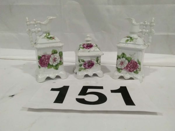 lot 151 vintage porcelain jugs & a lidded trinket box