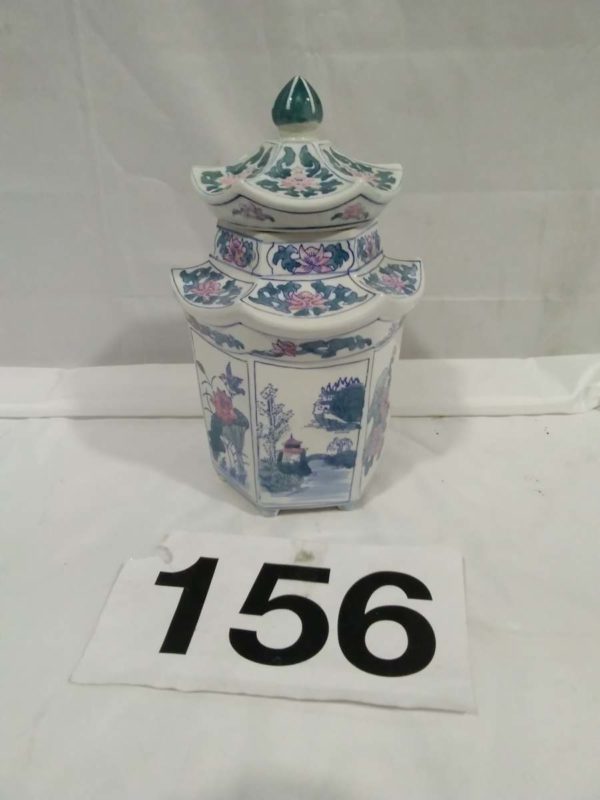 lot 156 oriental design pagoda ginger jar