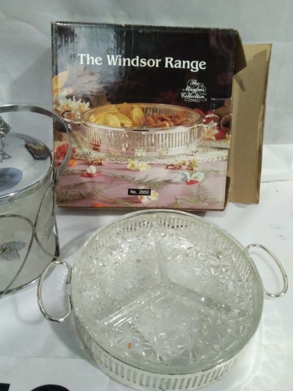 lot 159 2 x Windsor Range boxed silver plated serving dishes & a cut glass ice bucket - Image 4