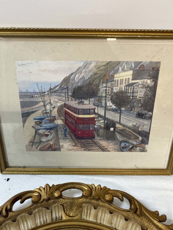 LOT LM1019- 3 VINTAGE MIRRORS AND PICTURE OF MUMBLES TRAM - Image 5