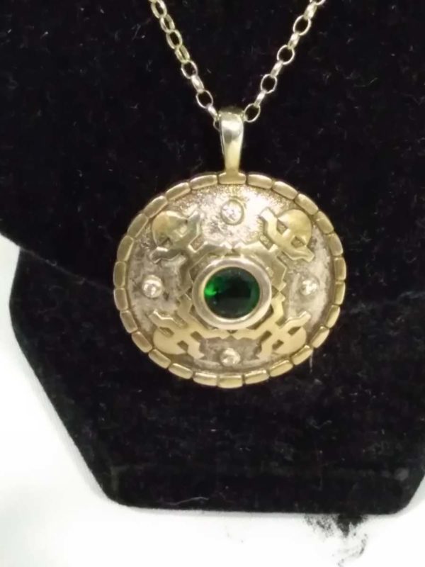 lot 175 Gilt on Silver marked B&B 925 Chain & Pendant Green stone - Image 2