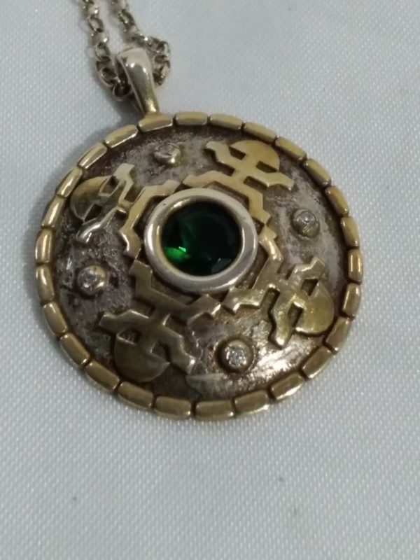 lot 175 Gilt on Silver marked B&B 925 Chain & Pendant Green stone - Image 4