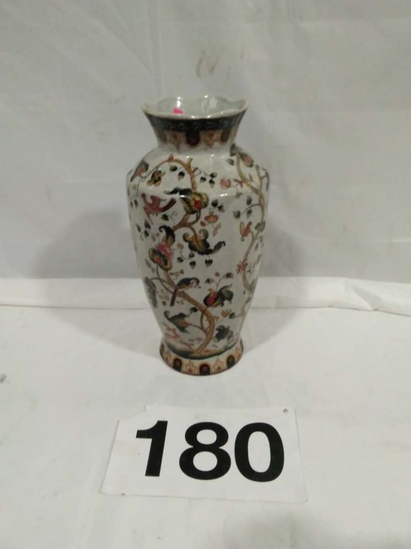 lot 180 oriental vase hand painted 36cm tall