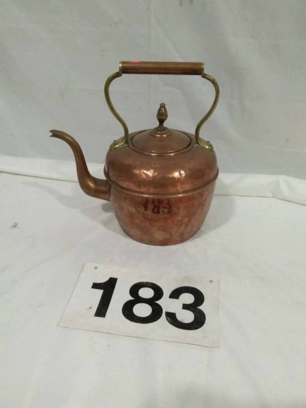 lot 183 large copper kettle - Image 4