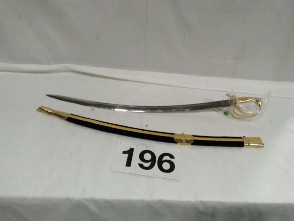 lot 196 Seiki ceremonial 24ct gold plated Scimitar sword